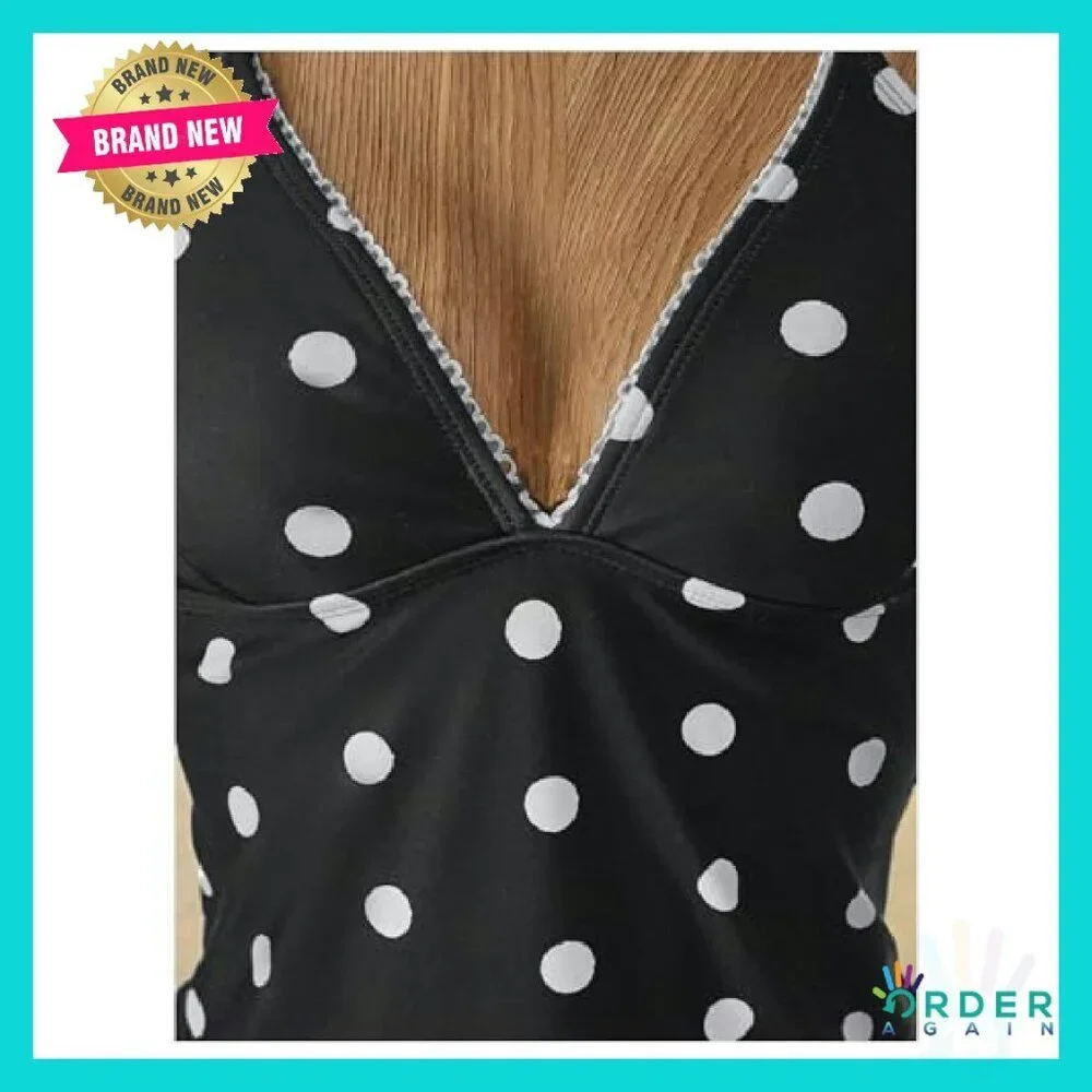 Tankini Swimsuit Set Tie Backless Halter Polka Dots Sexy Beach Vacation